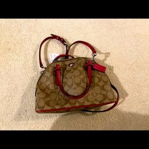 Coach purse red satchel shape